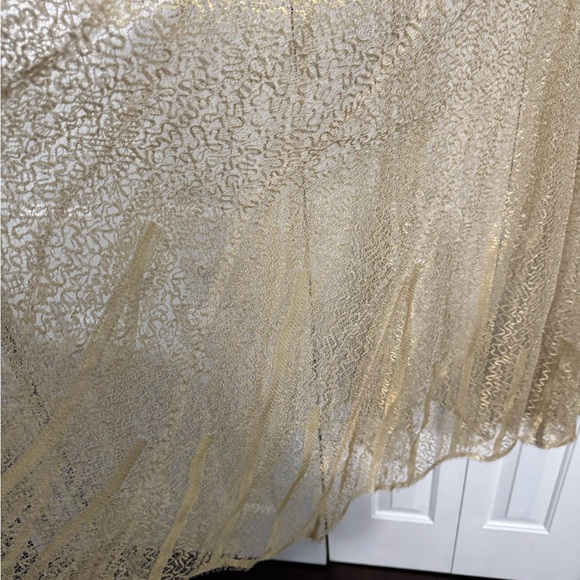 Valentino Silk Gold Lace Maxi Dress - Picture 5 of 10